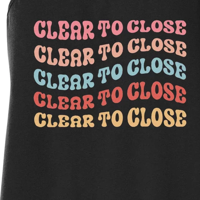 Clear To Close Mortgage Retro Bank Loan Officer Women's Racerback Tank