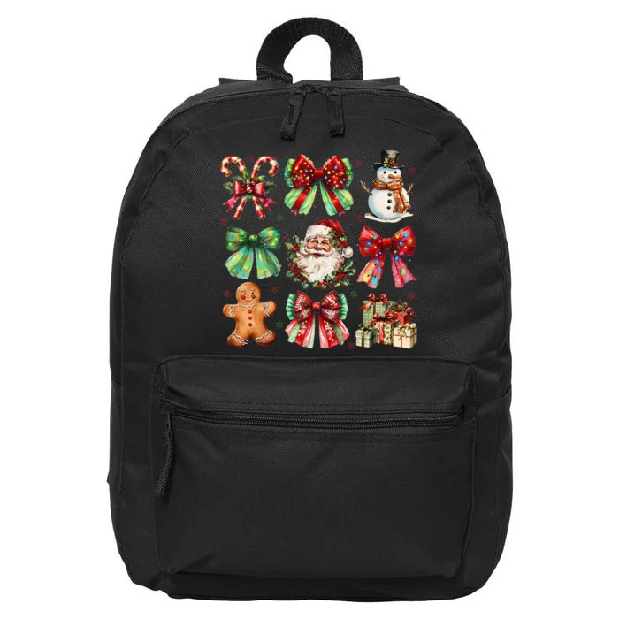 Christmas Tree Coquette Bow Snowman Santa Claus 16 in Basic Backpack