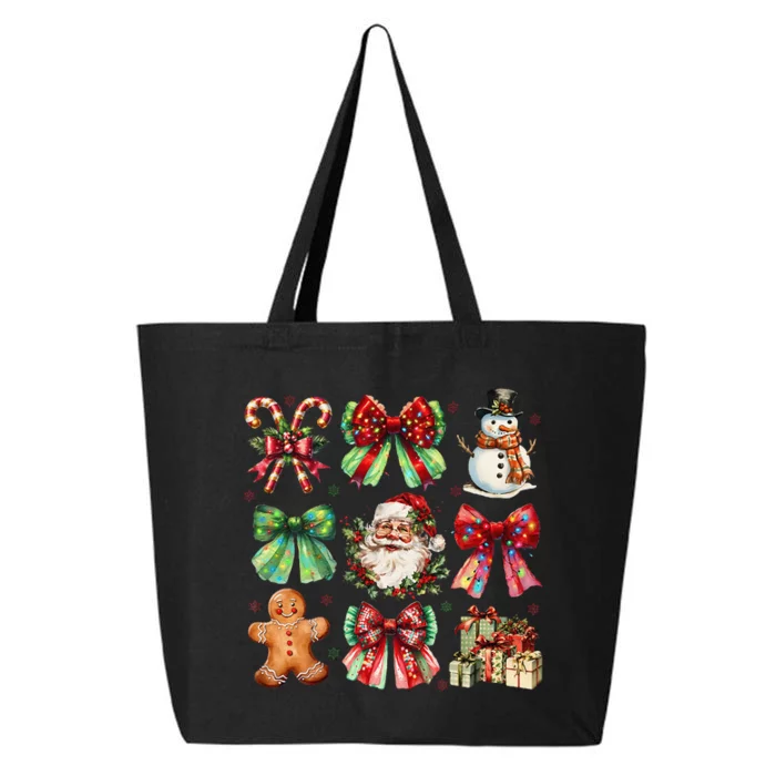 Christmas Tree Coquette Bow Snowman Santa Claus 25L Jumbo Tote