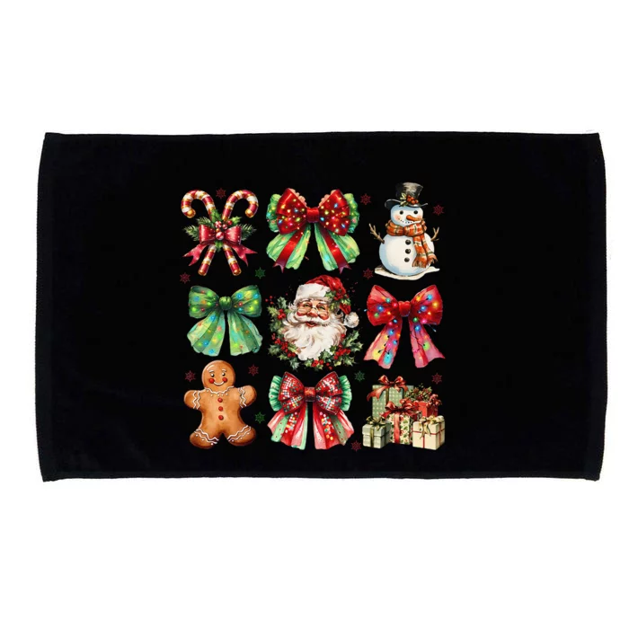 Christmas Tree Coquette Bow Snowman Santa Claus Microfiber Hand Towel