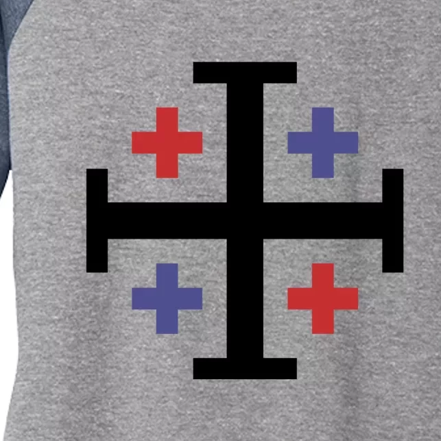 Cross TShirt. Christianity Shirt. Women's Tri-Blend 3/4-Sleeve Raglan Shirt