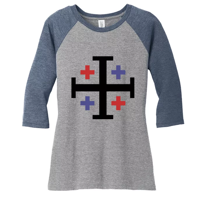 Cross TShirt. Christianity Shirt. Women's Tri-Blend 3/4-Sleeve Raglan Shirt