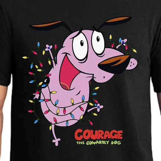 Courage The Cowardly Dog Christmas Lights Wrap Pajama Set