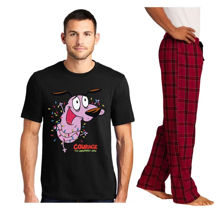 Courage The Cowardly Dog Christmas Lights Wrap Pajama Set