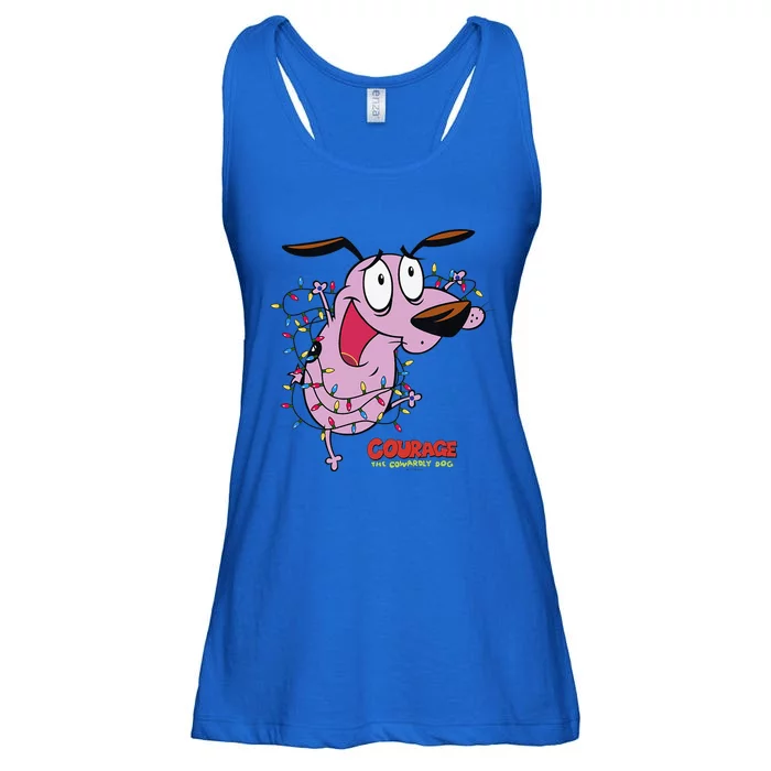 Courage The Cowardly Dog Christmas Lights Wrap Ladies Essential Flowy Tank