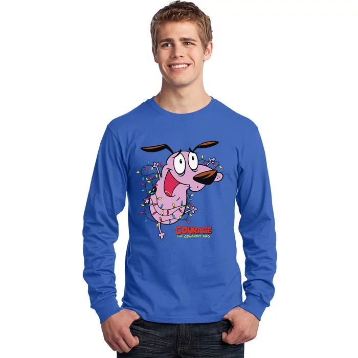 Courage The Cowardly Dog Christmas Lights Wrap Tall Long Sleeve T-Shirt