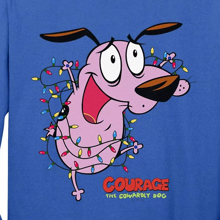 Courage The Cowardly Dog Christmas Lights Wrap Tall Long Sleeve T-Shirt