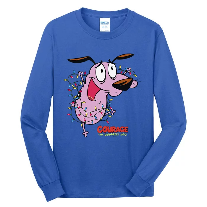 Courage The Cowardly Dog Christmas Lights Wrap Tall Long Sleeve T-Shirt