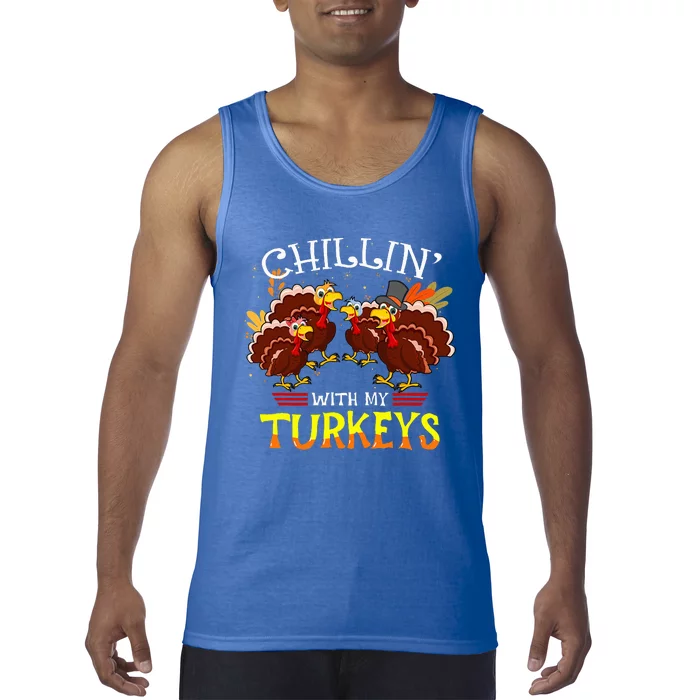 Cute Turkey Chillin With My Turkeys Thanksgiving Tank Top