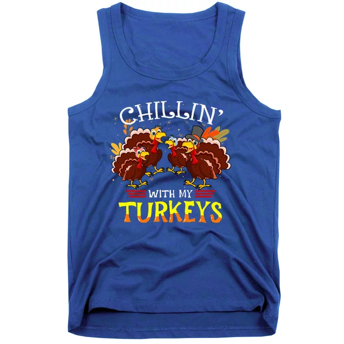 Cute Turkey Chillin With My Turkeys Thanksgiving Tank Top