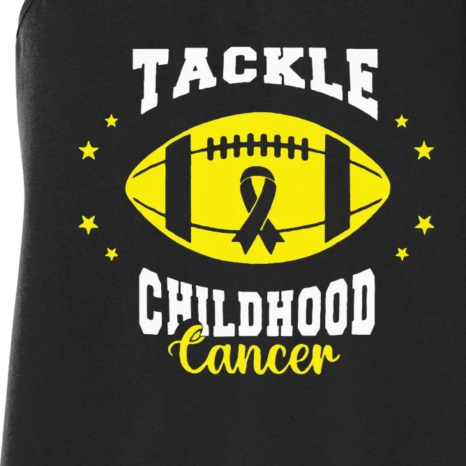 Childhood Tackle Childhood Cancer Awareness Football Gold Women's Racerback Tank