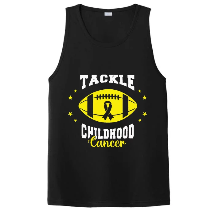 Childhood Tackle Childhood Cancer Awareness Football Gold Performance Tank