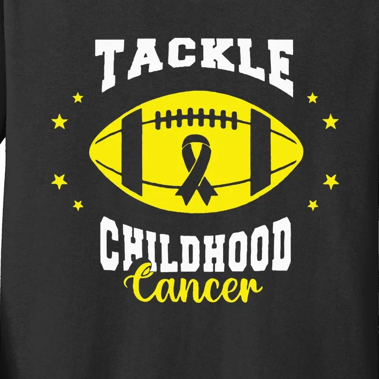 Childhood Tackle Childhood Cancer Awareness Football Gold Kids Long Sleeve Shirt