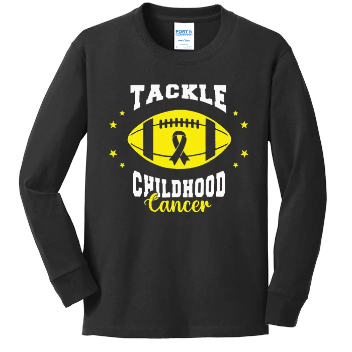 Childhood Tackle Childhood Cancer Awareness Football Gold Kids Long Sleeve Shirt