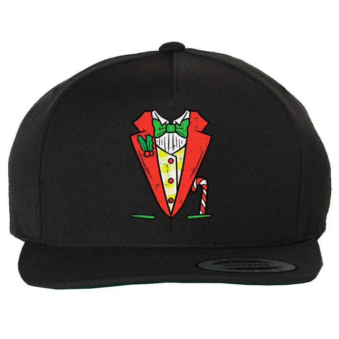 Christmas Tuxedo Costume Funny Xmas Tux Bowtie Funny Wool Snapback Cap