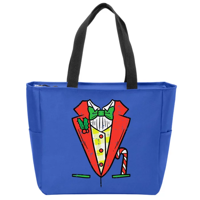 Christmas Tuxedo Costume Funny Xmas Tux Bowtie Funny Zip Tote Bag