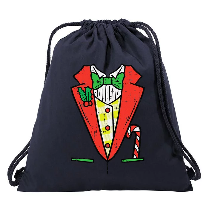 Christmas Tuxedo Costume Funny Xmas Tux Bowtie Funny Drawstring Bag