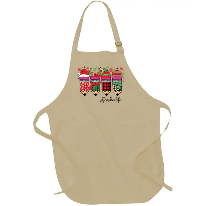 Cute Teacher Christmas Teacher Life Full-Length Apron With Pocket