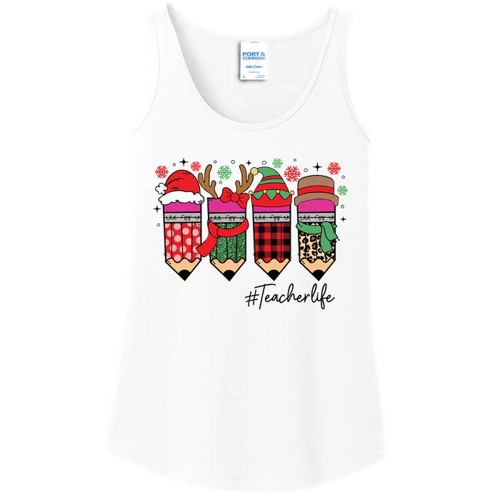 Cute Teacher Christmas Teacher Life Ladies Essential Tank