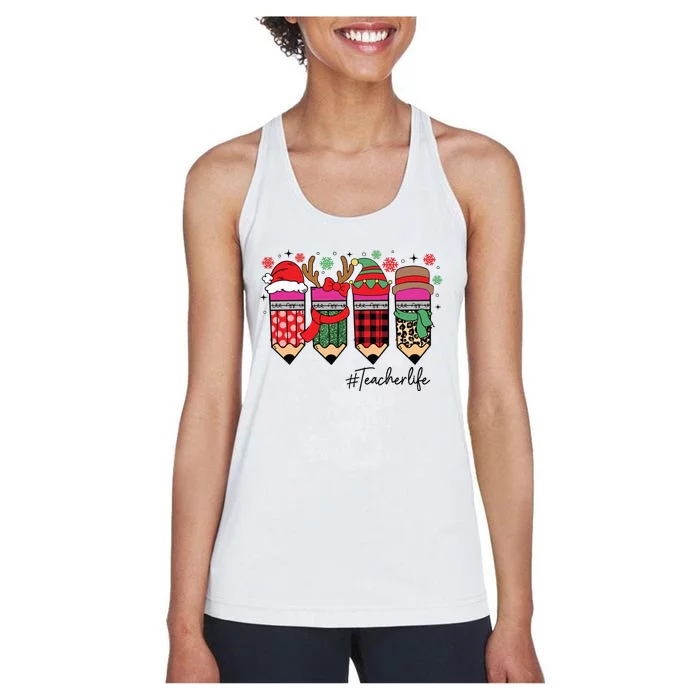 Cute Teacher Christmas Teacher Life Women's Racerback Tank