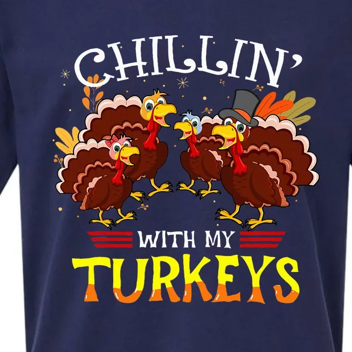 Cute Turkey Chillin With My Turkeys Thanksgiving Sueded Cloud Jersey T-Shirt