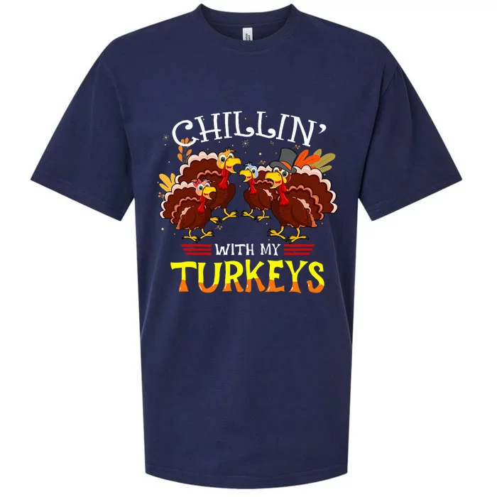 Cute Turkey Chillin With My Turkeys Thanksgiving Sueded Cloud Jersey T-Shirt