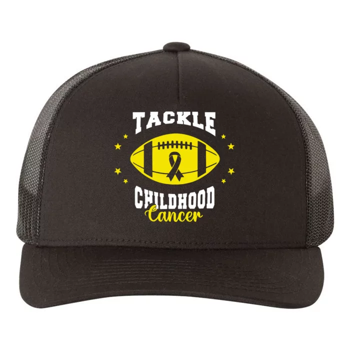 Childhood Tackle Childhood Cancer Awareness Football Gold Yupoong Adult 5-Panel Trucker Hat