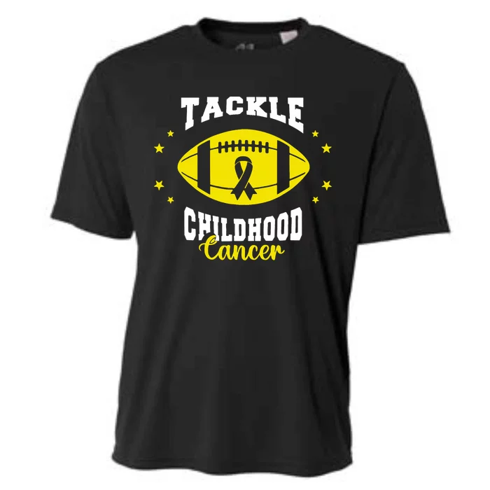 Childhood Tackle Childhood Cancer Awareness Football Gold Cooling Performance Crew T-Shirt