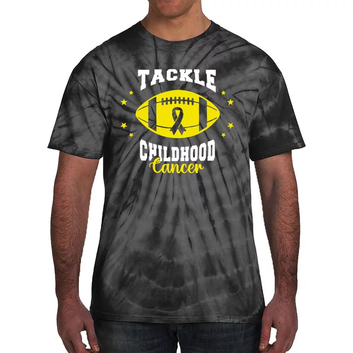 Childhood Tackle Childhood Cancer Awareness Football Gold Tie-Dye T-Shirt