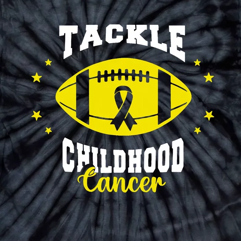 Childhood Tackle Childhood Cancer Awareness Football Gold Tie-Dye T-Shirt