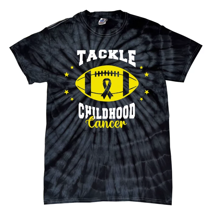 Childhood Tackle Childhood Cancer Awareness Football Gold Tie-Dye T-Shirt