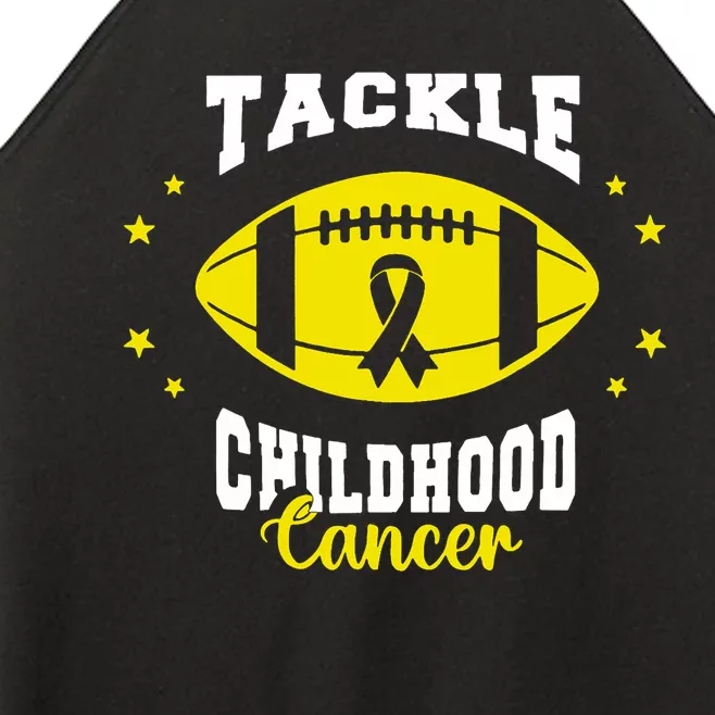 Childhood Tackle Childhood Cancer Awareness Football Gold Women’s Perfect Tri Rocker Tank