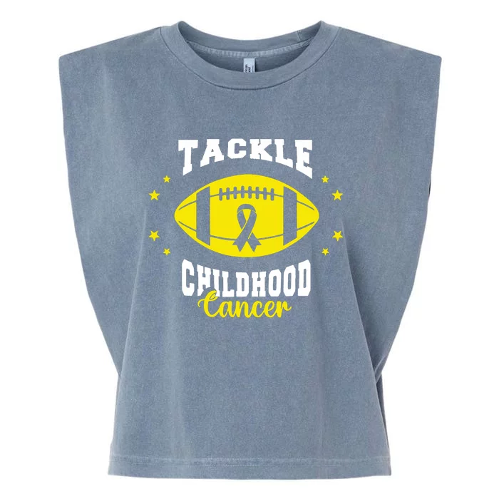 Childhood Tackle Childhood Cancer Awareness Football Gold Garment-Dyed Women's Muscle Tee