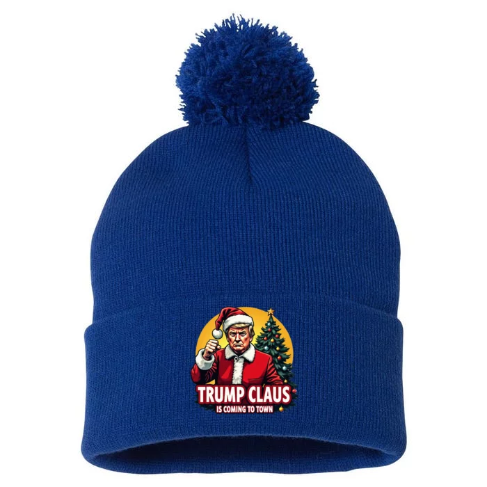 Christmas Trump Claus Is Coming To Town Trump Pom Pom 12in Knit Beanie