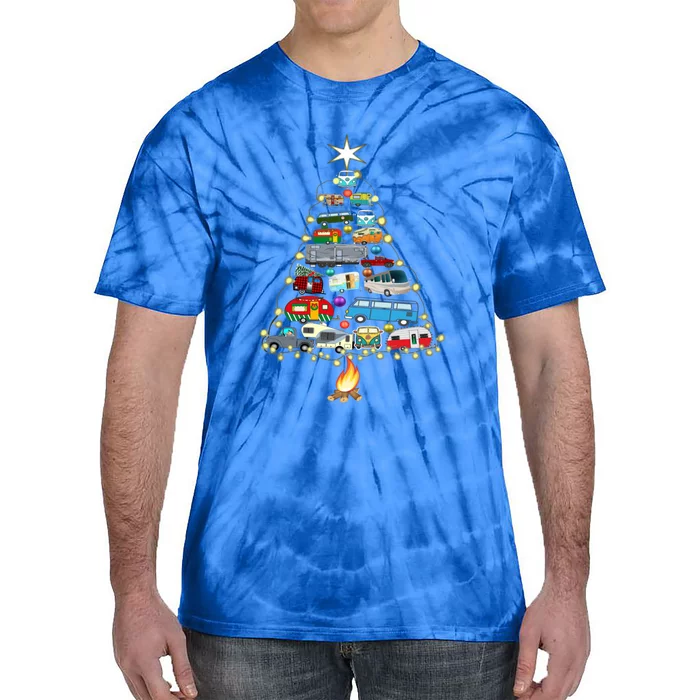 Christmas Tree Camper Vehicles Camping Rving Trailers Gift Tie-Dye T-Shirt