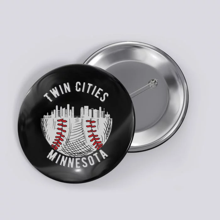 Cool Twin Cities Minnesota MN Baseball Skyline Button