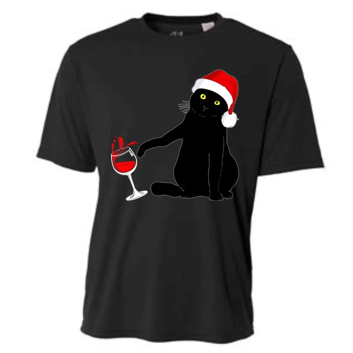 Cat Themed Christmas Sweater Wine Lovers Gift Cooling Performance Crew T-Shirt