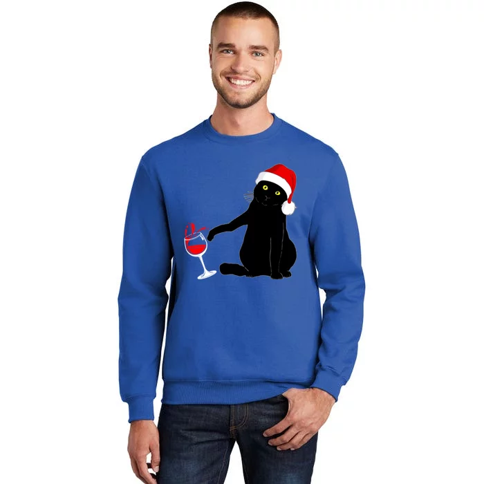 Cat Themed Christmas Sweater Wine Lovers Gift Tall Sweatshirt