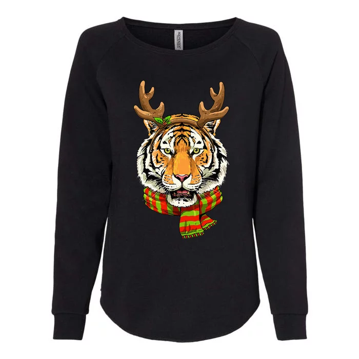 Christmas Tiger Cat Santa Clause Reindeer Xmas Tiger Lover Womens California Wash Sweatshirt