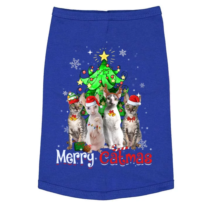 Christmas Tree Cornish Rex Cat Merry Catmas Xmas Cat Funny Gift Doggie Tank