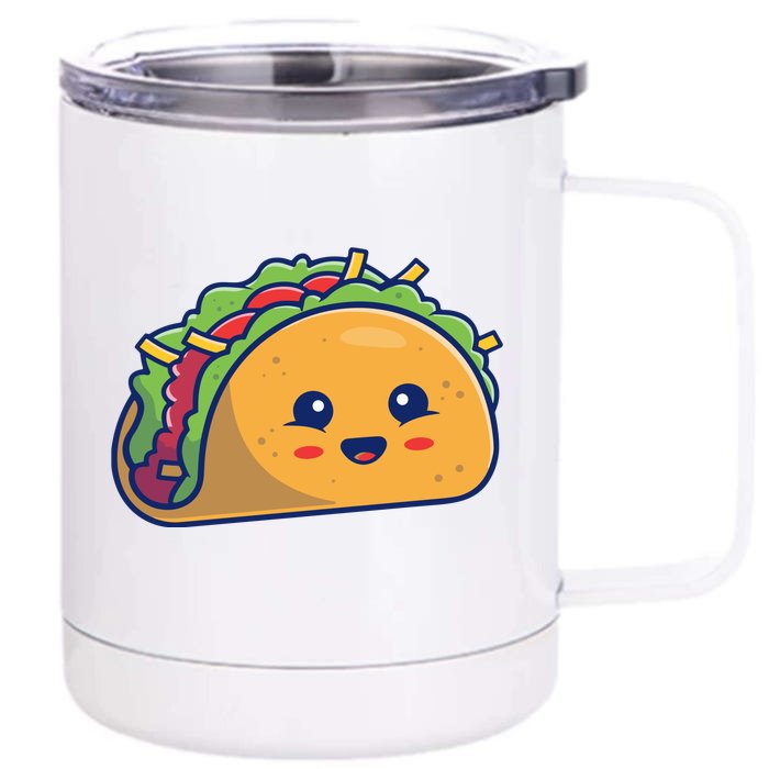 Cute Taco Cartoon Front & Back 12oz Stainless Steel Tumbler Cup