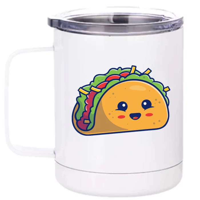 Cute Taco Cartoon Front & Back 12oz Stainless Steel Tumbler Cup