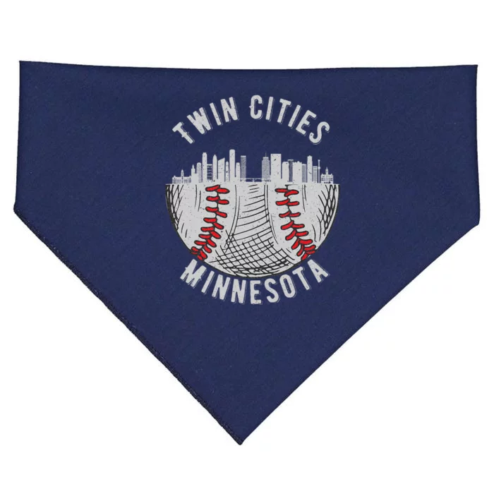 Cool Twin Cities Minnesota Mn Baseball Skyline St. Paulmpls USA-Made Doggie Bandana