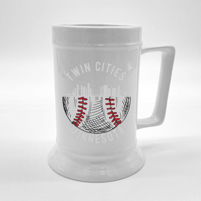 Cool Twin Cities Minnesota Mn Baseball Skyline St. Paulmpls Front & Back Beer Stein