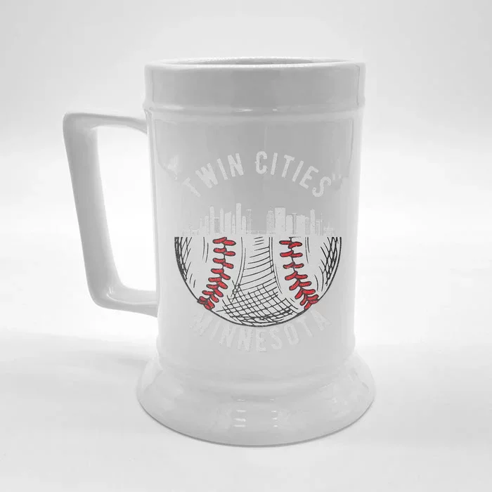 Cool Twin Cities Minnesota Mn Baseball Skyline St. Paulmpls Front & Back Beer Stein