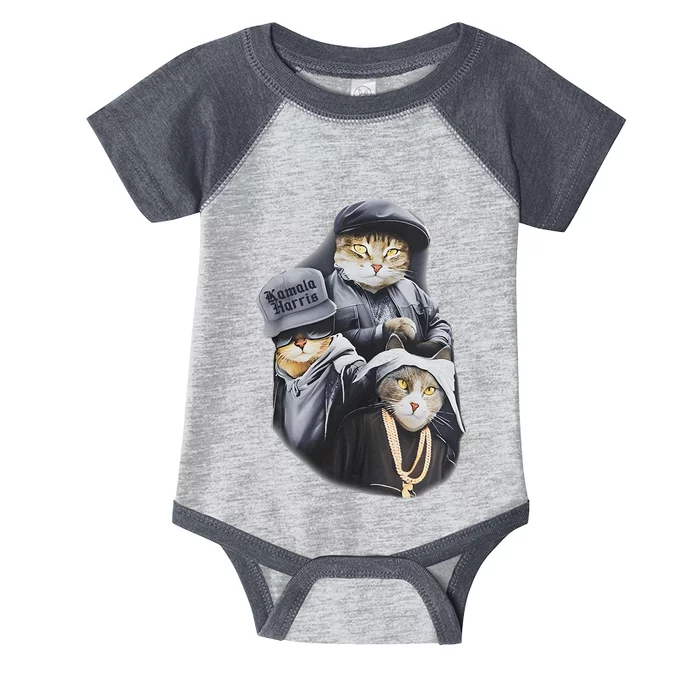 Cat Trio Cat Lady Harris Kamala Harris 2024 Infant Baby Jersey Bodysuit