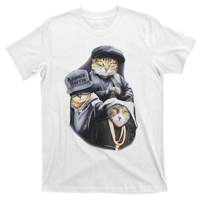 Cat Trio Cat Lady Harris Kamala Harris 2024 T-Shirt