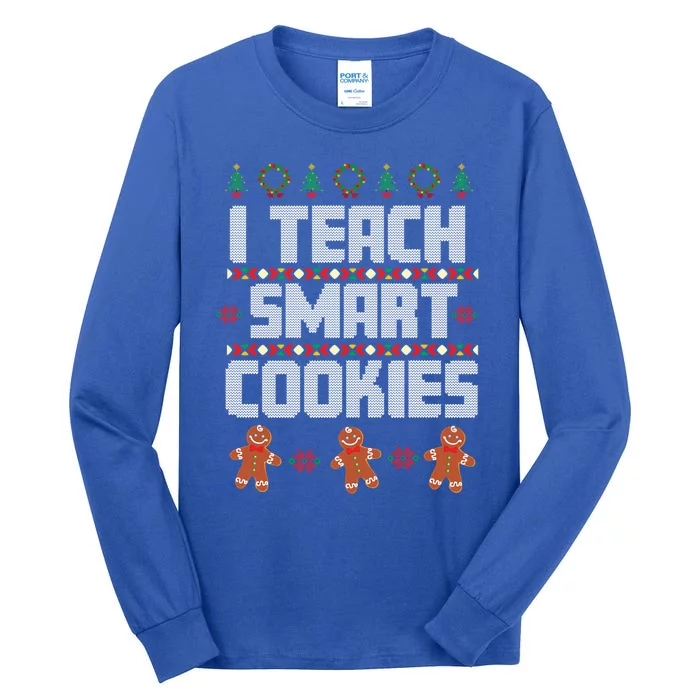 Christmas Teacher Cookies Gingerbread Ugly Christmas Sweater Gift Tall Long Sleeve T-Shirt