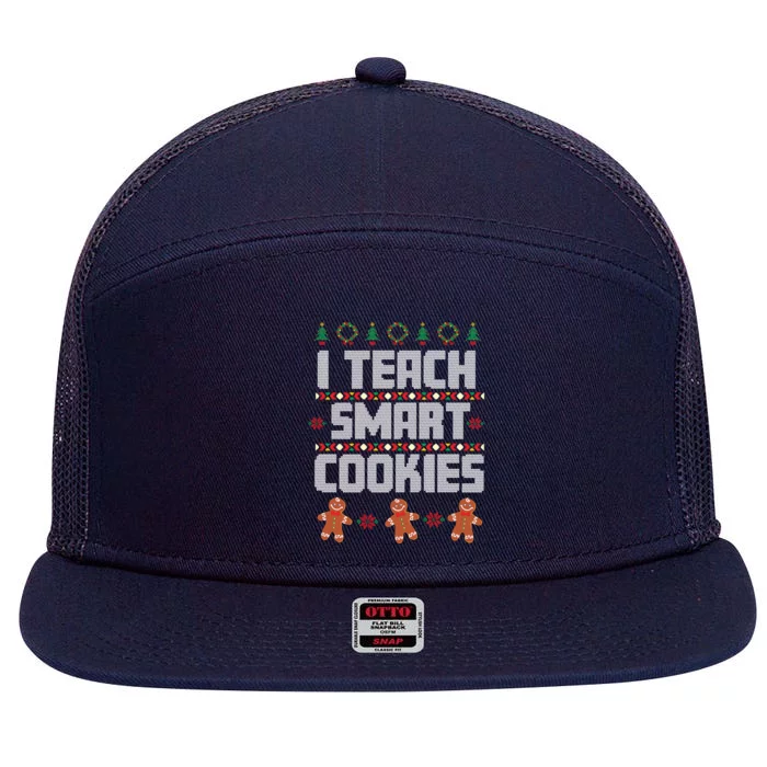 Christmas Teacher Cookies Gingerbread Ugly Christmas Sweater Gift 7 Panel Mesh Trucker Snapback Hat