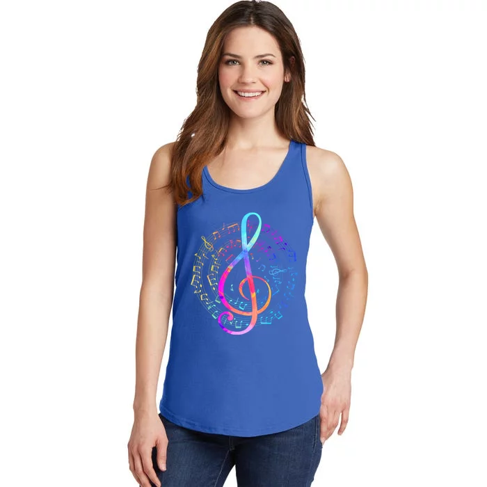 Colorful Treble Clef Music Funny Gift Ladies Essential Tank